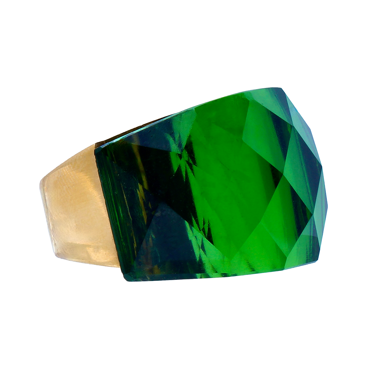 La Mirage, Oversized Emerald-Green Crystal Sculptural Cocktail Ring
