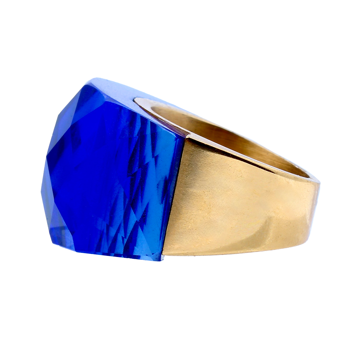 La Mirage, Oversized Deep Blue Crystal Sculptural Cocktail Ring