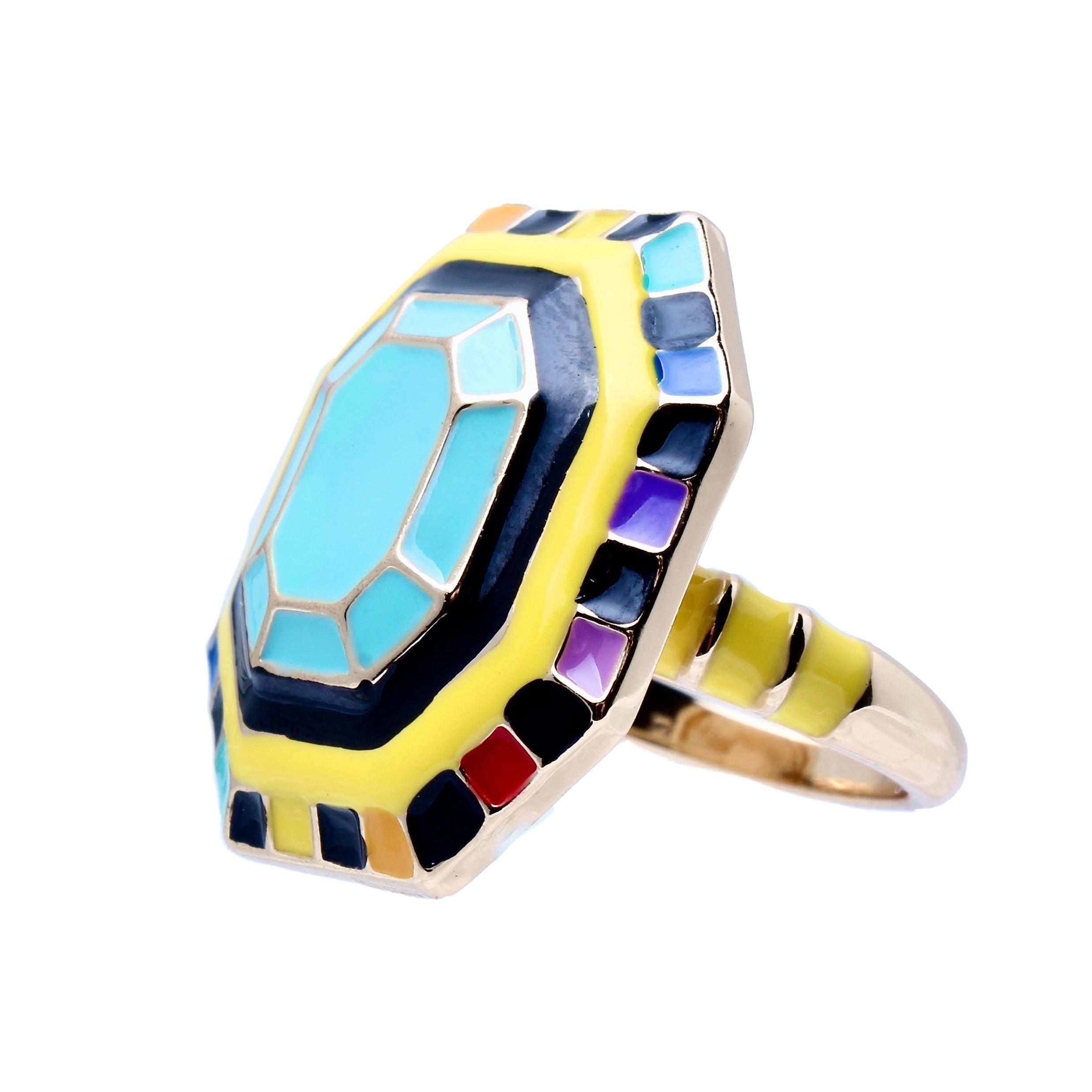 The Mod Octogonal Enamel Ring