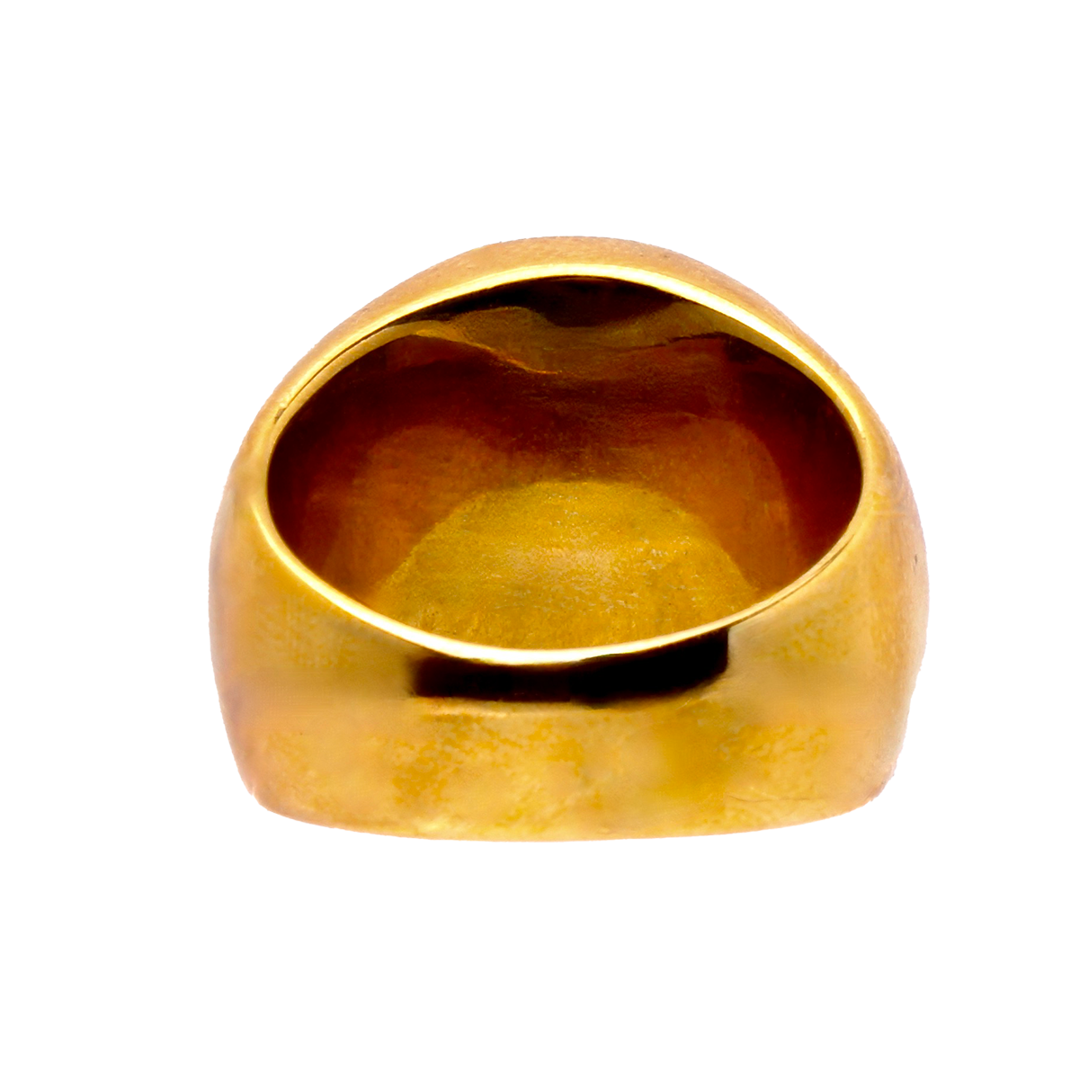 THE PARKER, Warm Golden Band Fiery Red Cabochon