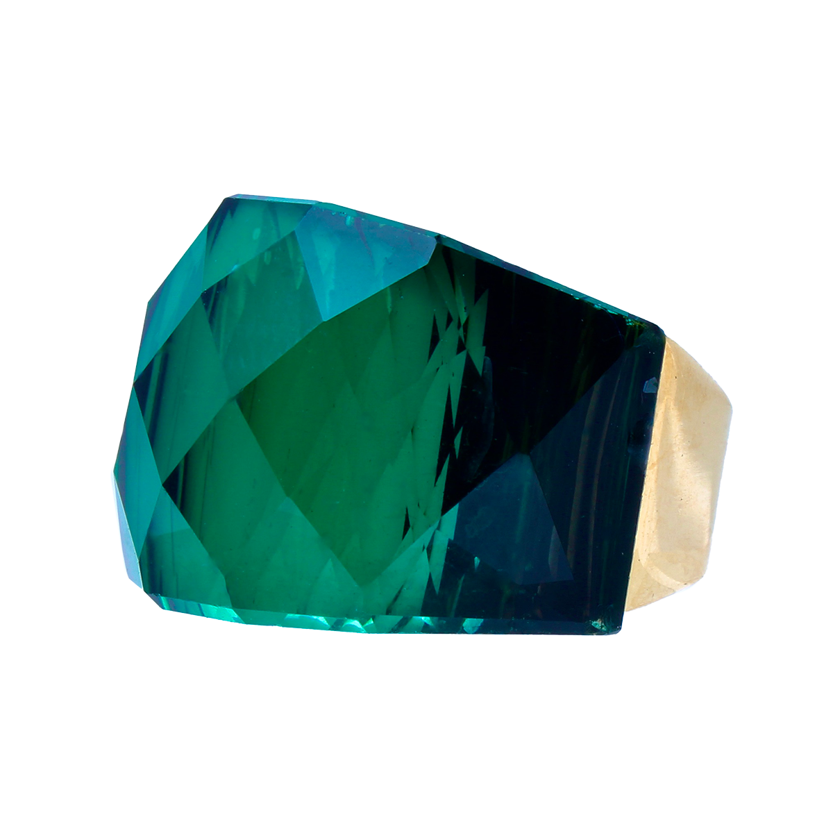 La Mirage, Oversized Forest-Green Crystal Sculptural Cocktail Ring