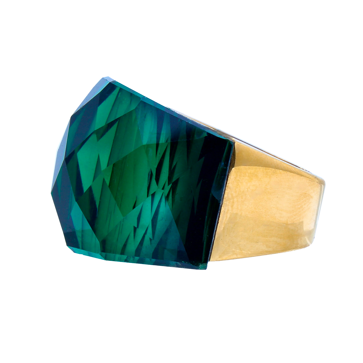 La Mirage, Oversized Forest-Green Crystal Sculptural Cocktail Ring