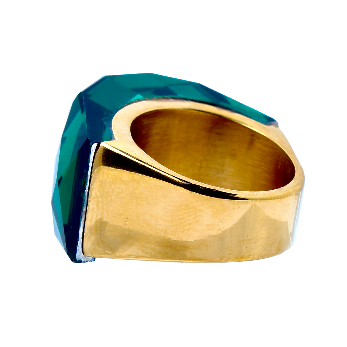 La Mirage, Oversized Forest-Green Crystal Sculptural Cocktail Ring