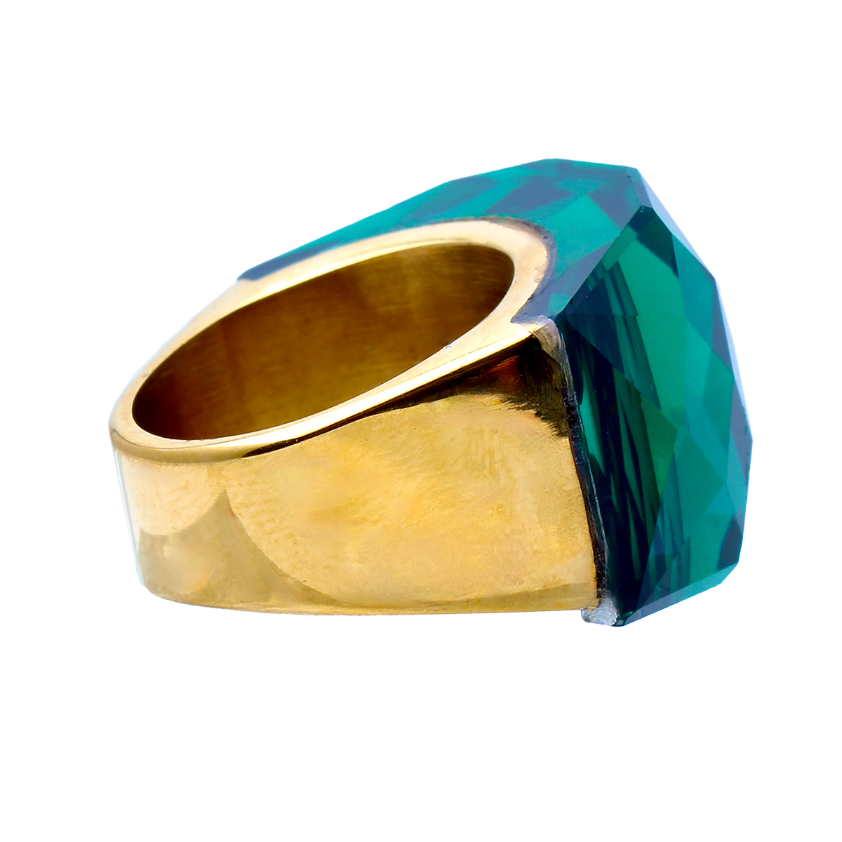 La Mirage, Oversized Forest-Green Crystal Sculptural Cocktail Ring