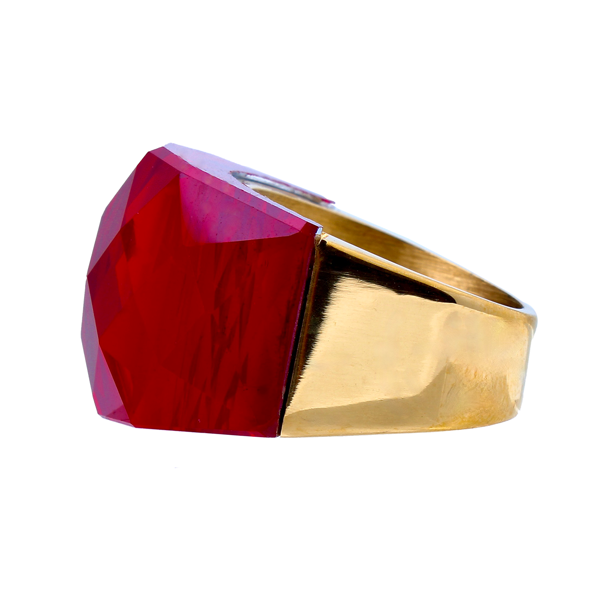 La Mirage, Oversized Crimson Red Crystal Sculptural Cocktail Ring