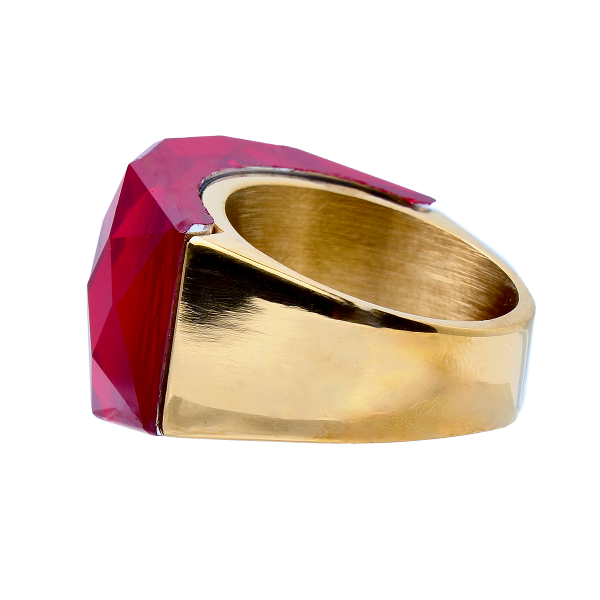 La Mirage, Oversized Crimson Red Crystal Sculptural Cocktail Ring