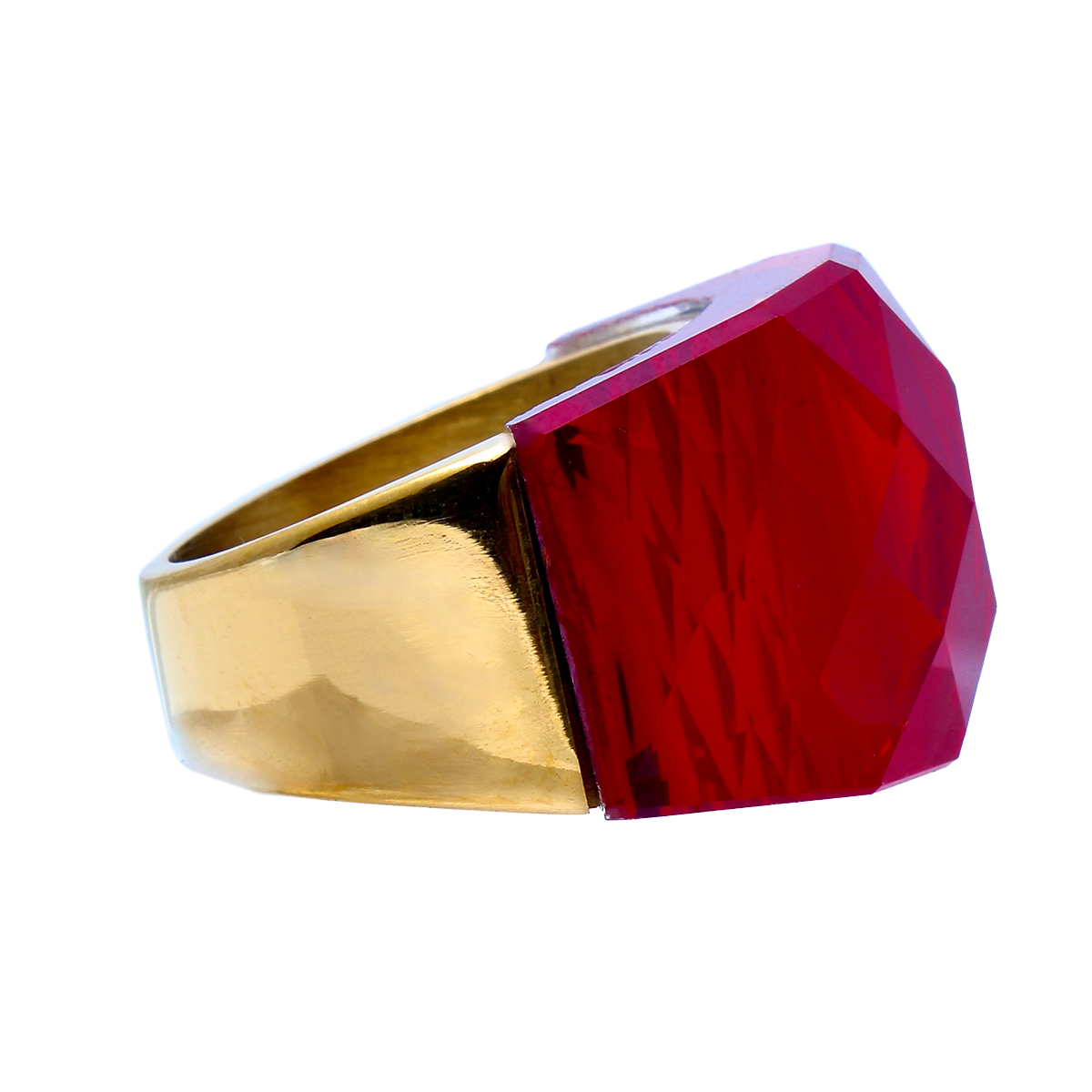 La Mirage, Oversized Crimson Red Crystal Sculptural Cocktail Ring