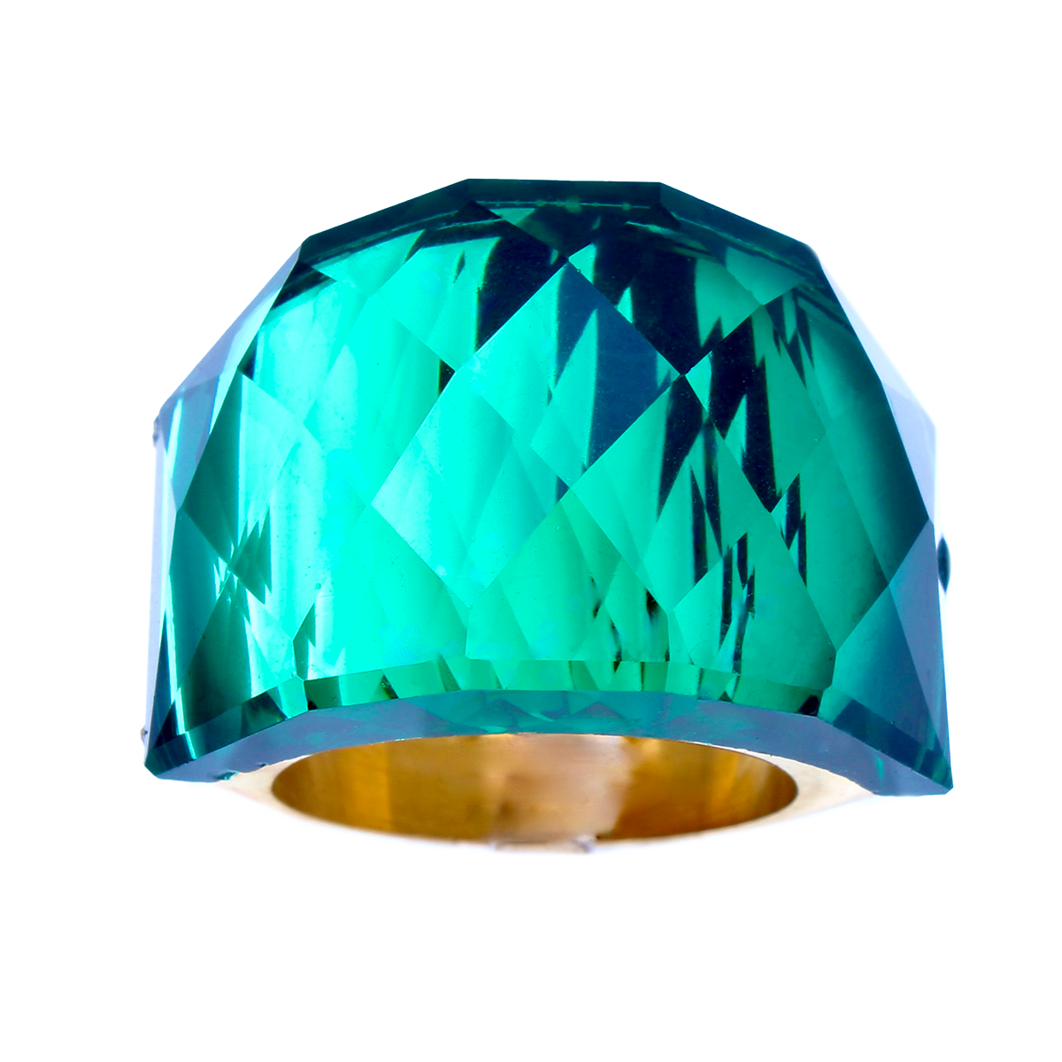 La Mirage, Oversized Forest-Green Crystal Sculptural Cocktail Ring