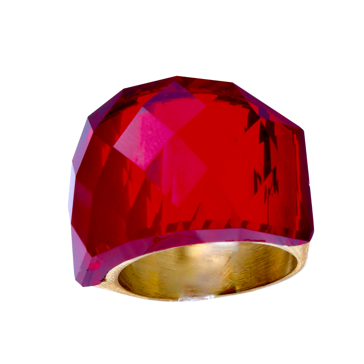 La Mirage, Oversized Crimson Red Crystal Sculptural Cocktail Ring