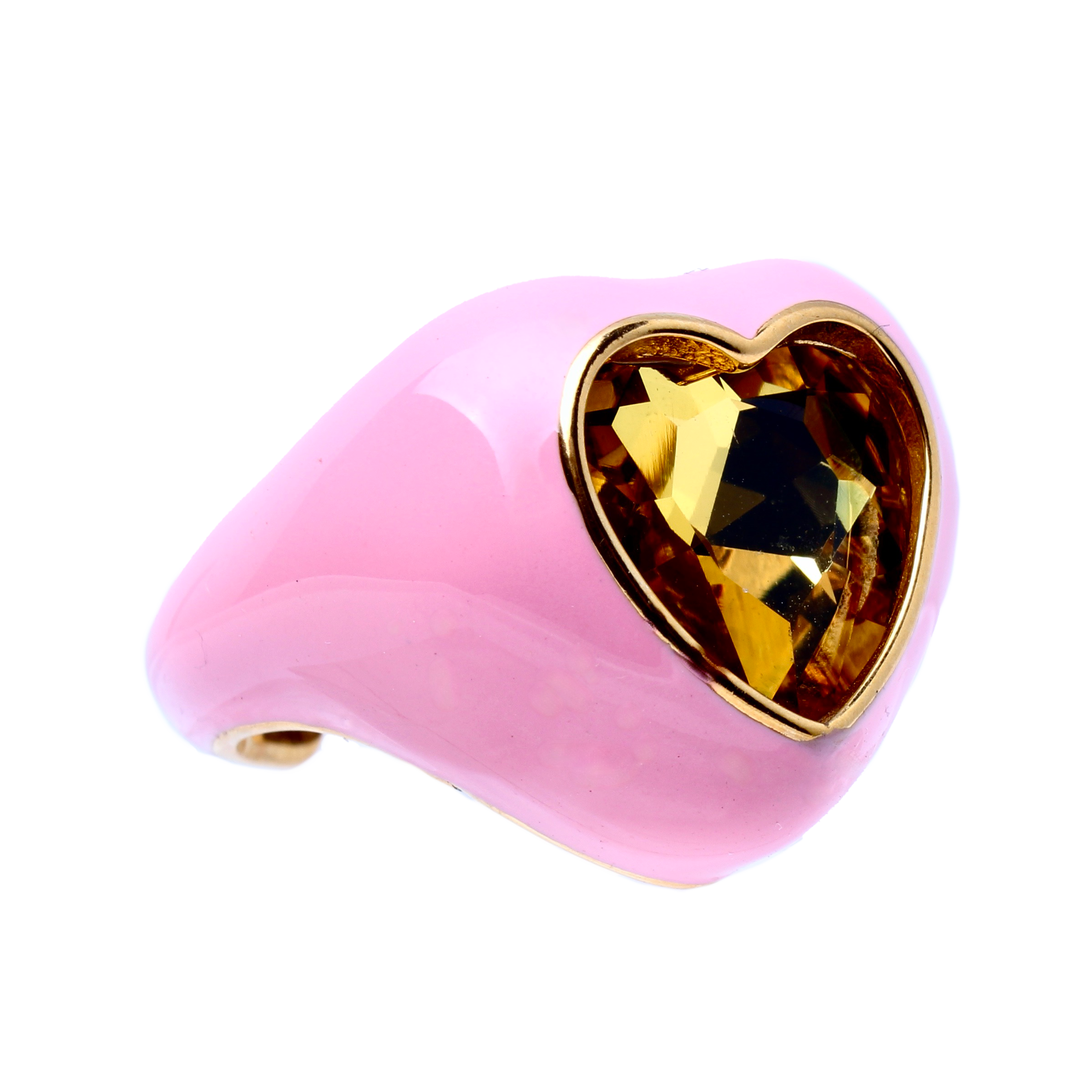 Emanuel, Pink Bold Enamel Cocktail Adjustable Ring