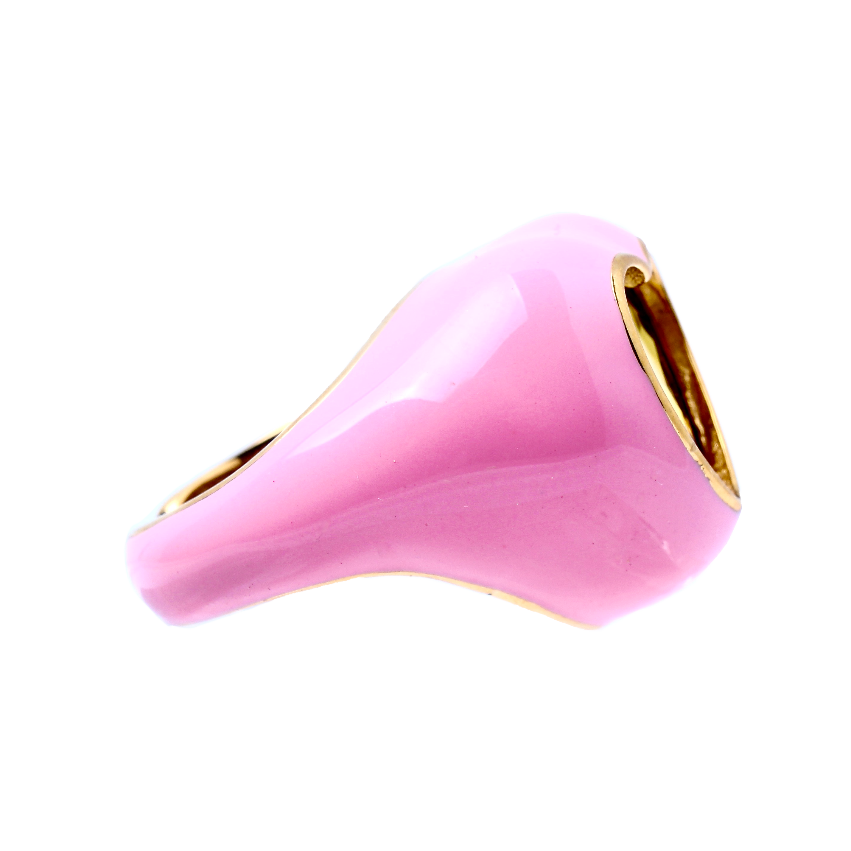 Emanuel, Pink Bold Enamel Cocktail Adjustable Ring