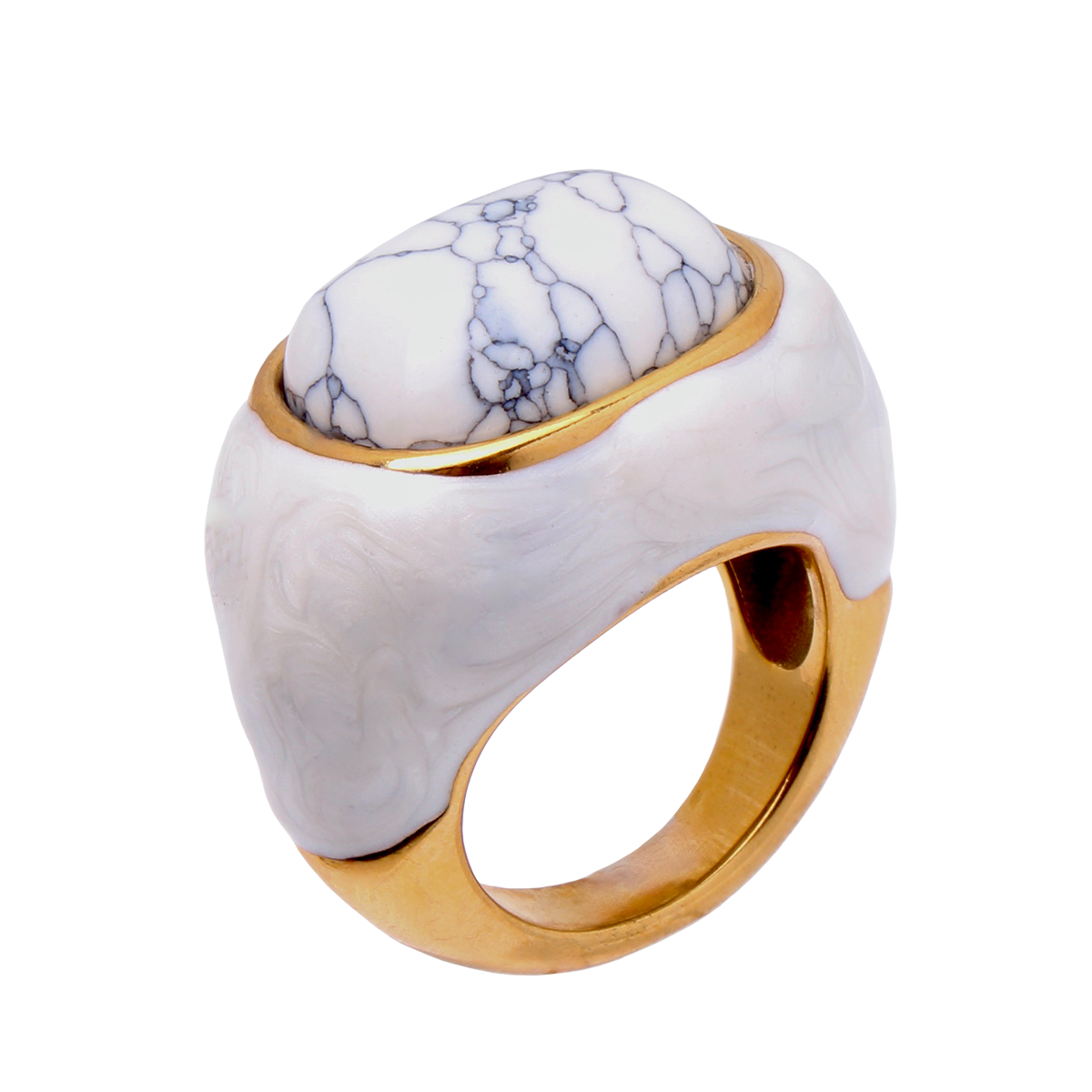 Ingleside Inn –White Marbled Enamel Cabochon