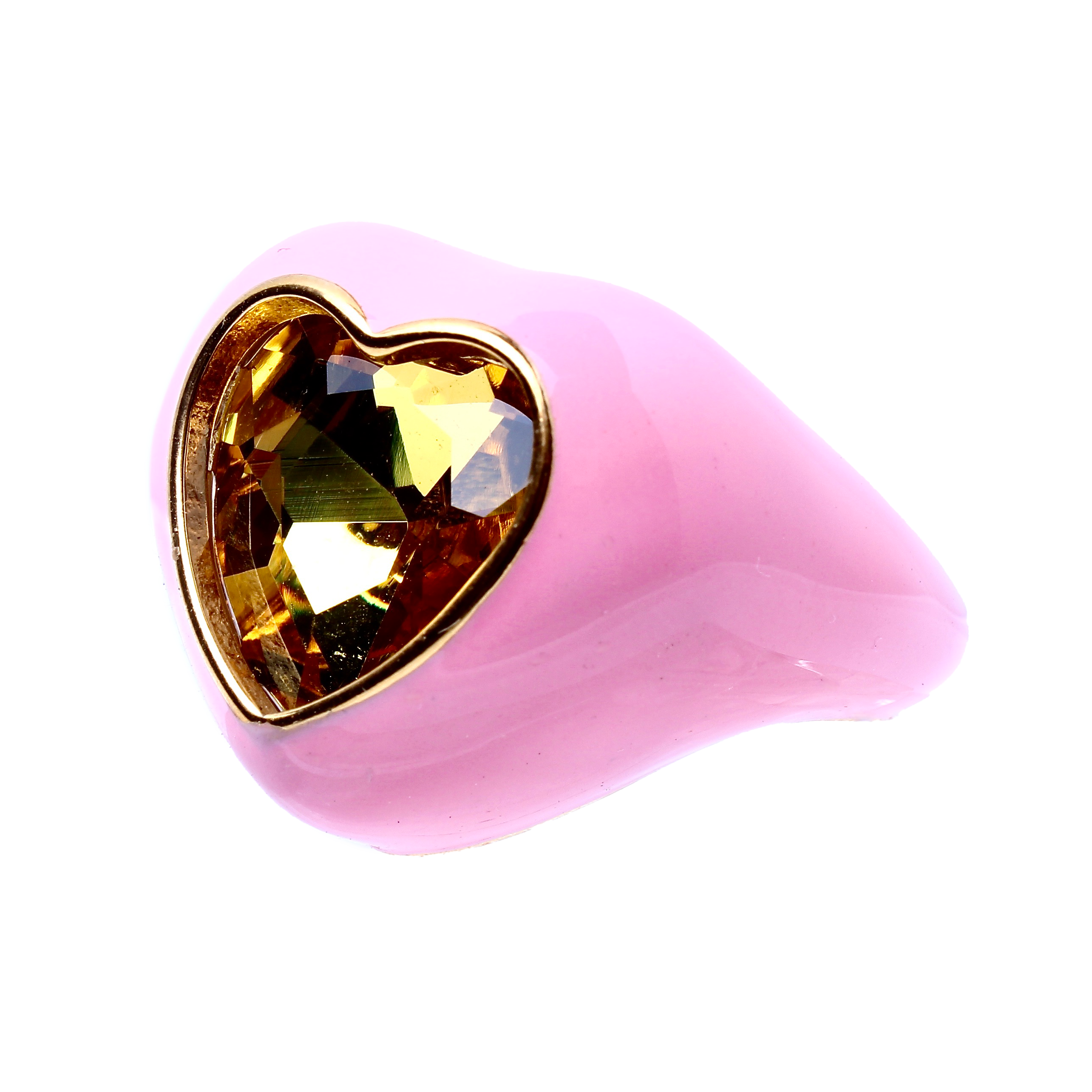 Emanuel, Pink Bold Enamel Cocktail Adjustable Ring