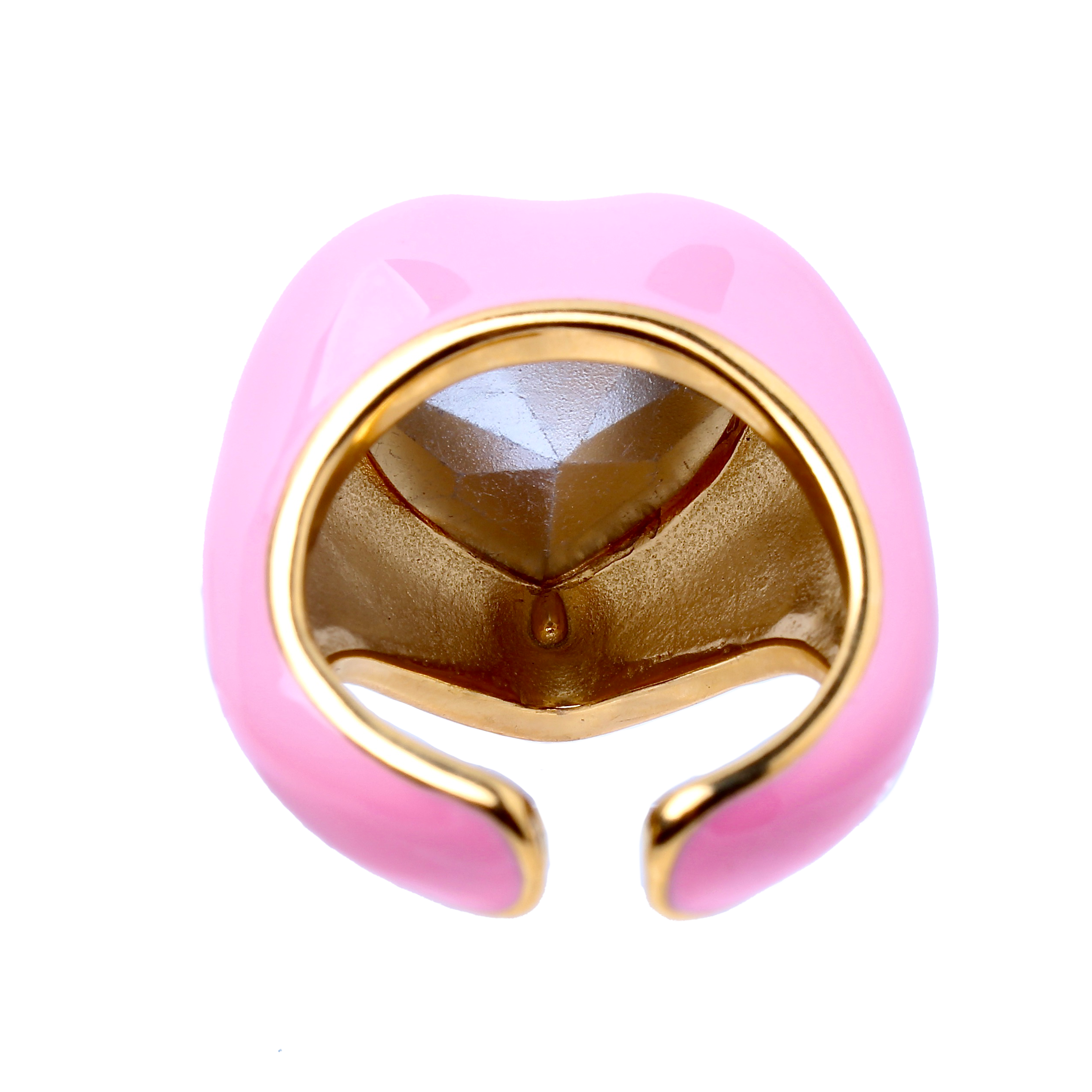 Emanuel, Pink Bold Enamel Cocktail Adjustable Ring