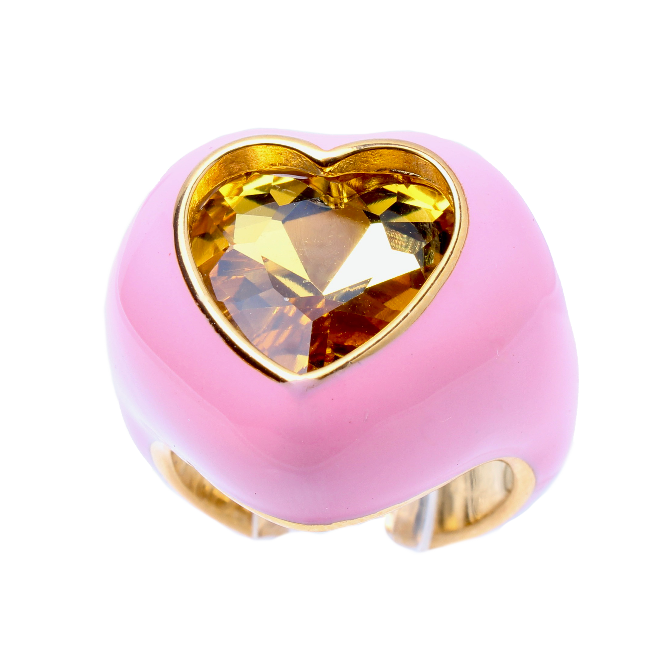 Emanuel, Pink Bold Enamel Cocktail Adjustable Ring