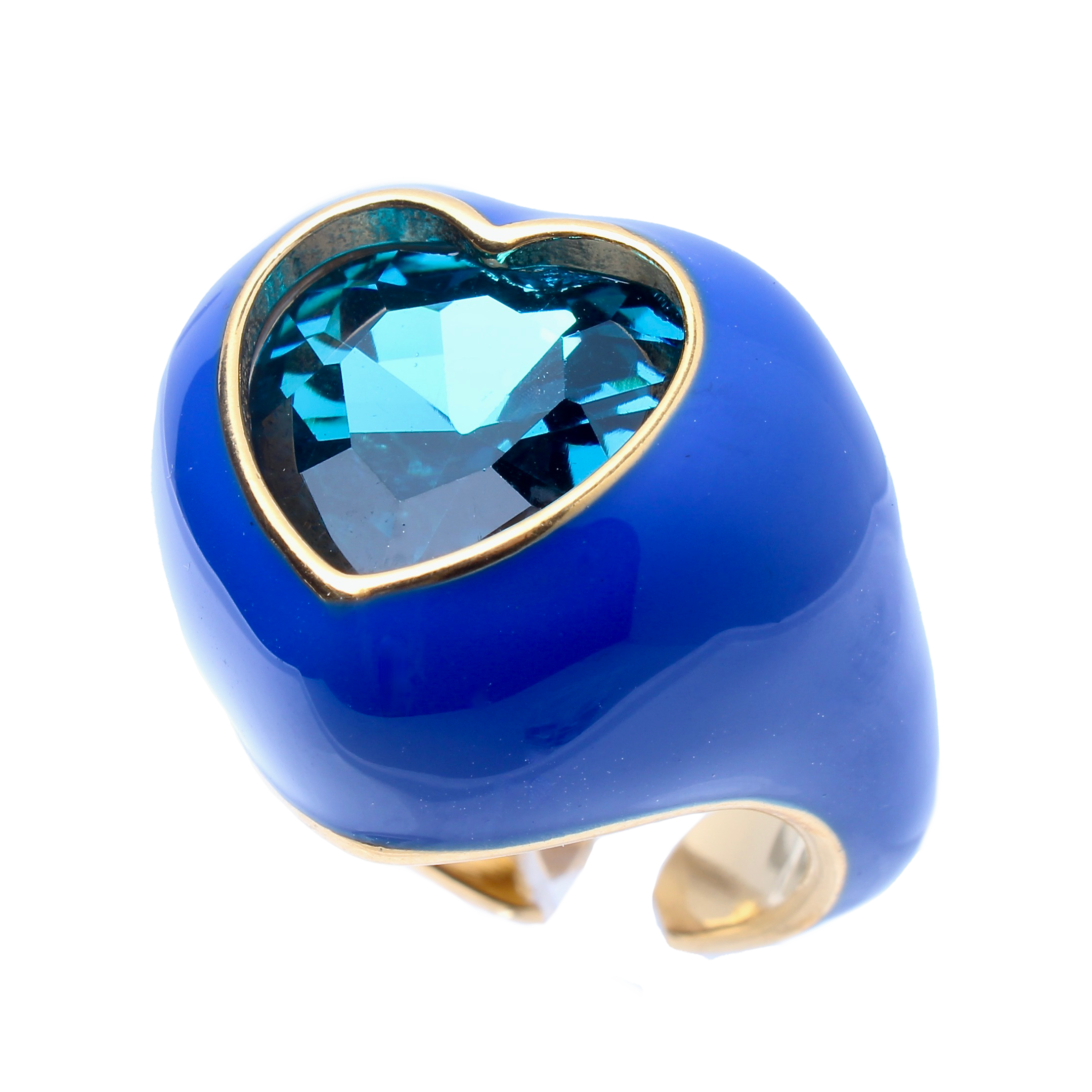 Emanuel, Blue Bold Enamel Cocktail Adjustable Ring