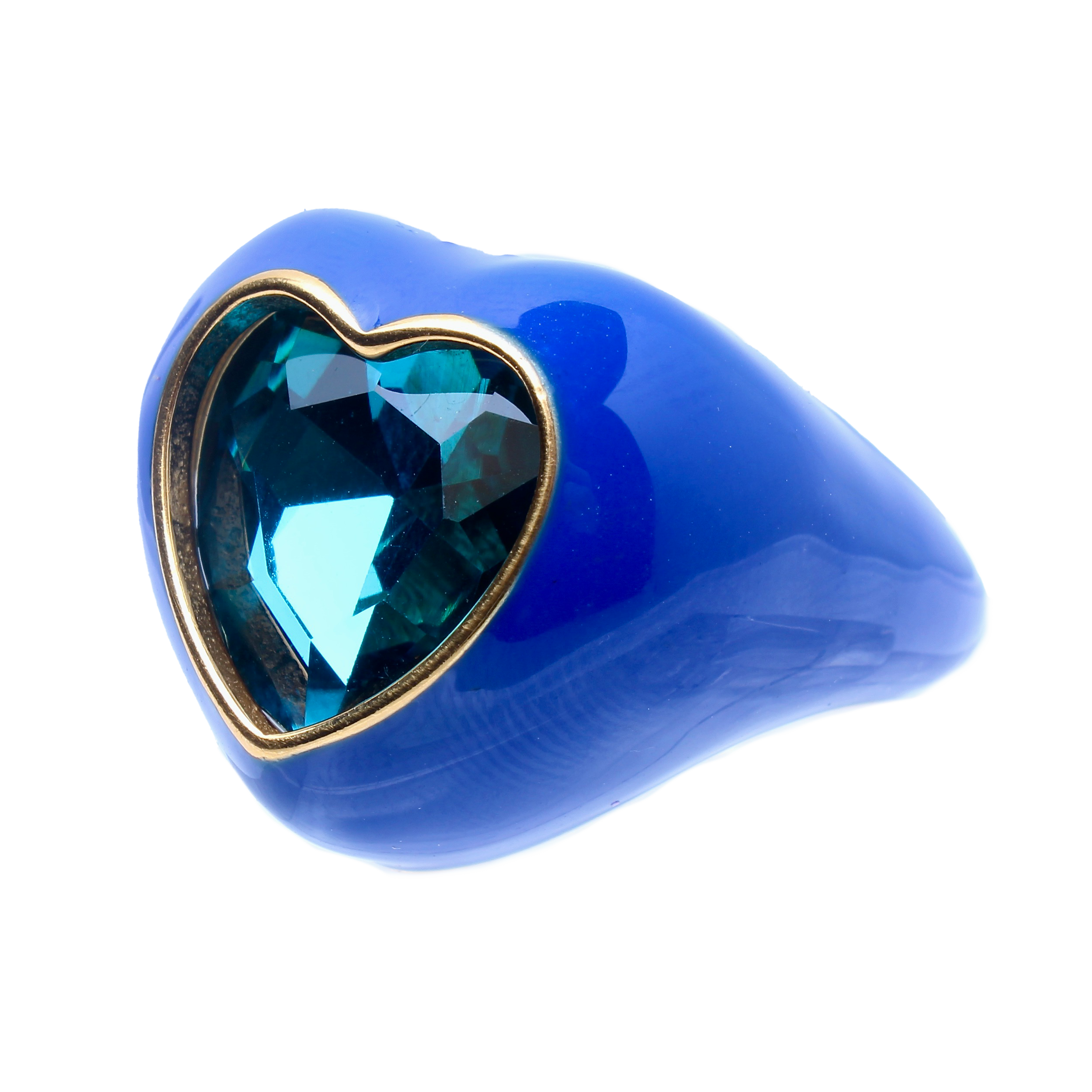 Emanuel, Blue Bold Enamel Cocktail Adjustable Ring