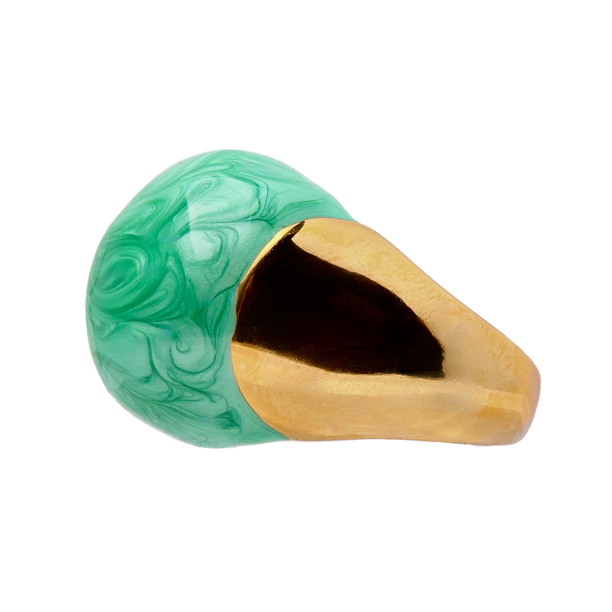 L’HORIZON, Emerald-Green Marble Dome Cocktail Ring