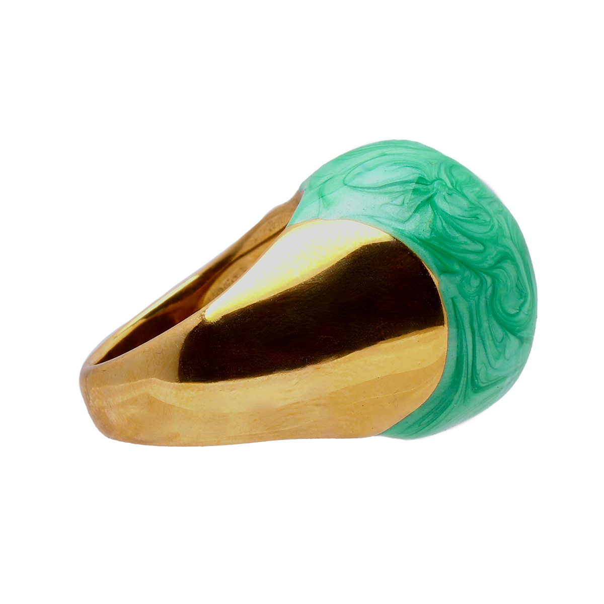 L’HORIZON, Emerald-Green Marble Dome Cocktail Ring