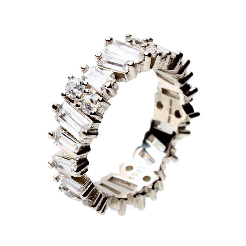 Veruschka Von Sparkle Eternity Band,Opulent Crystal Stones, Modern Sophisticated Baguette