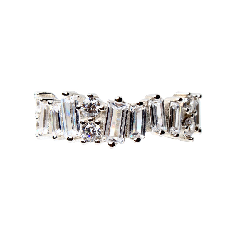 Veruschka Von Sparkle Eternity Band,Opulent Crystal Stones, Modern Sophisticated Baguette