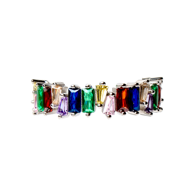 Veruschka Von Rainbow, Multicolor Eternity Band,Opulent Crystal Stones, Modern Sophisticated Baguette