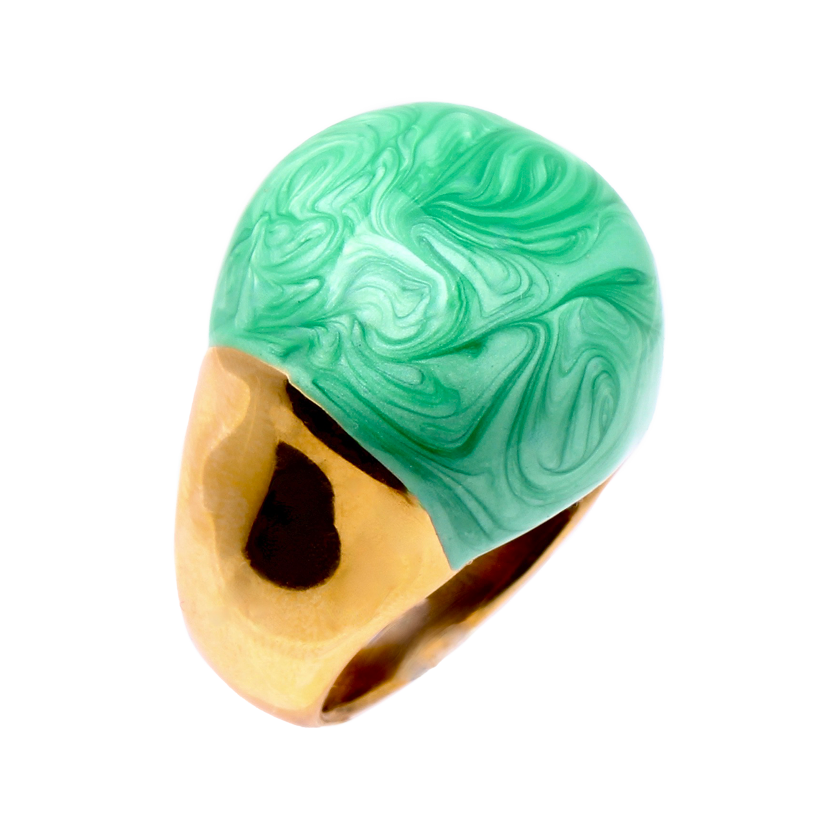 L’HORIZON, Emerald-Green Marble Dome Cocktail Ring