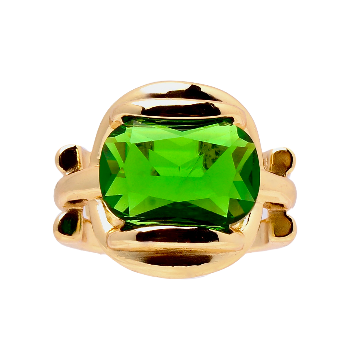 The Orbit Inn, Retro-Futuristic Bold Green Gem Adjustable Cocktail Ring