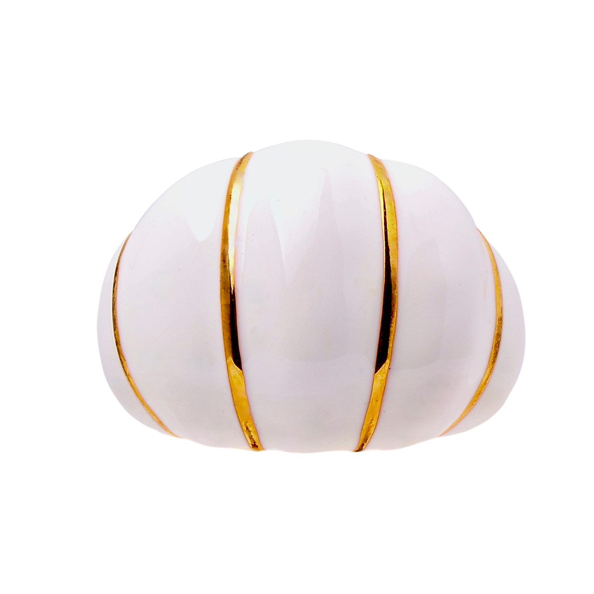 Twin Palms, Striped White Enamel Cabochon