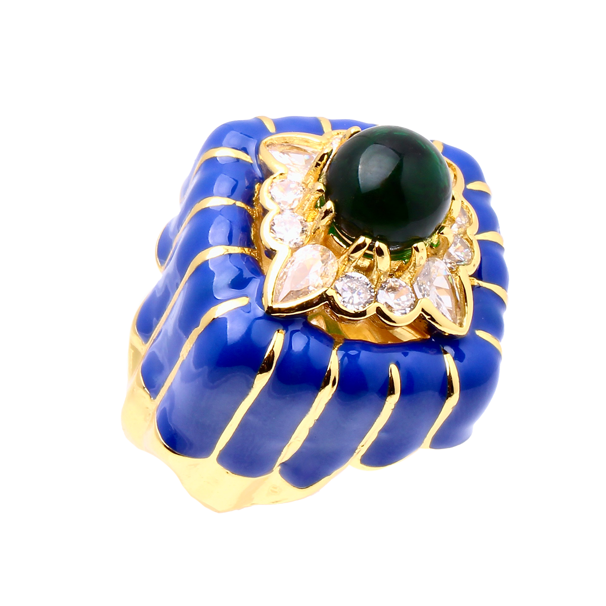 VILLA ROYALE, Royal Blue Crown Enamel Ring