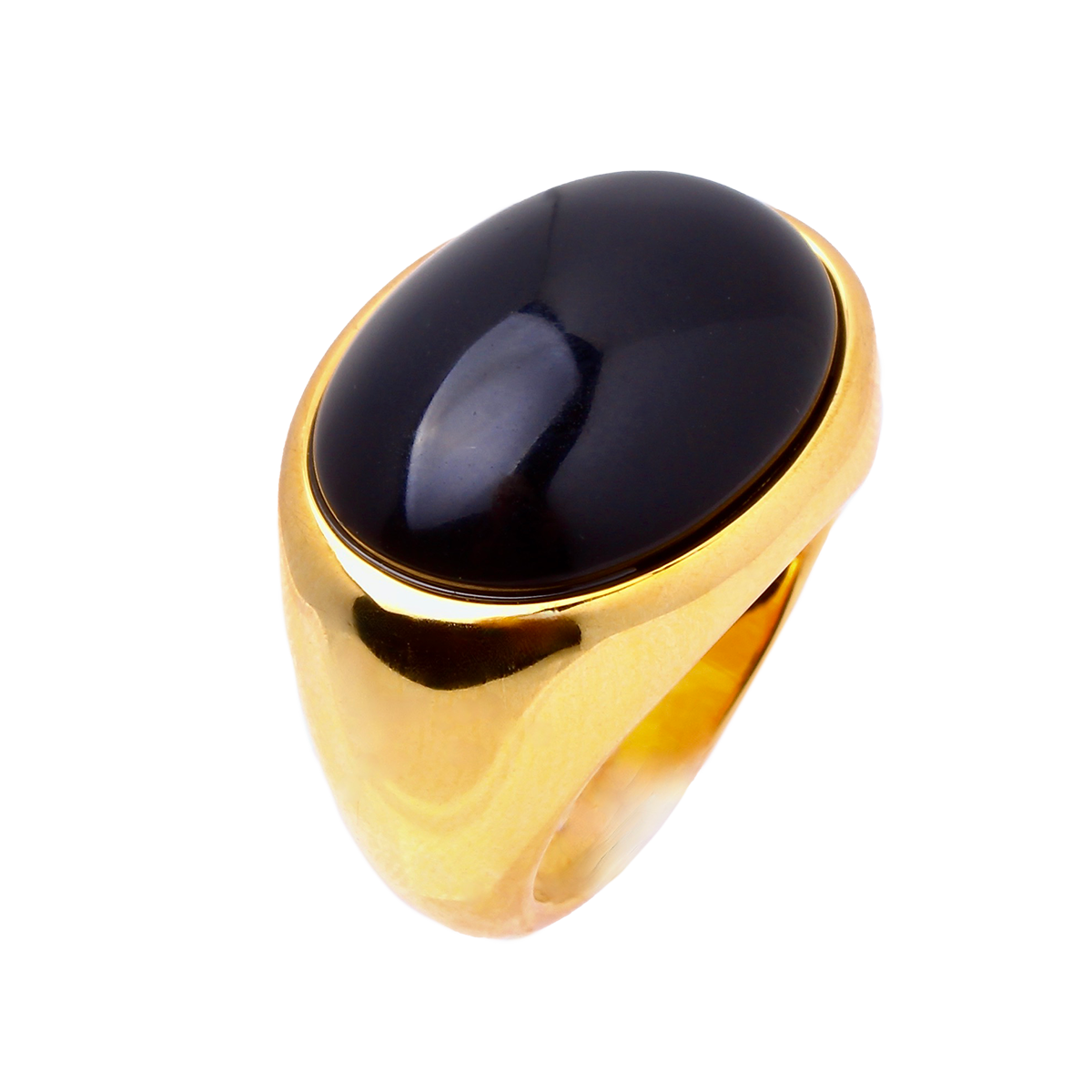 Avalon, Glossy, Inky-Black Cabochon Cocktail Ring