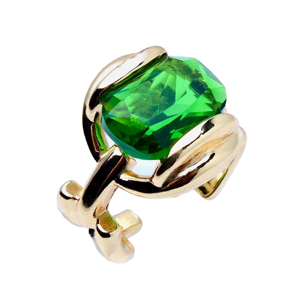 The Orbit Inn, Retro-Futuristic Bold Green Gem Adjustable Cocktail Ring