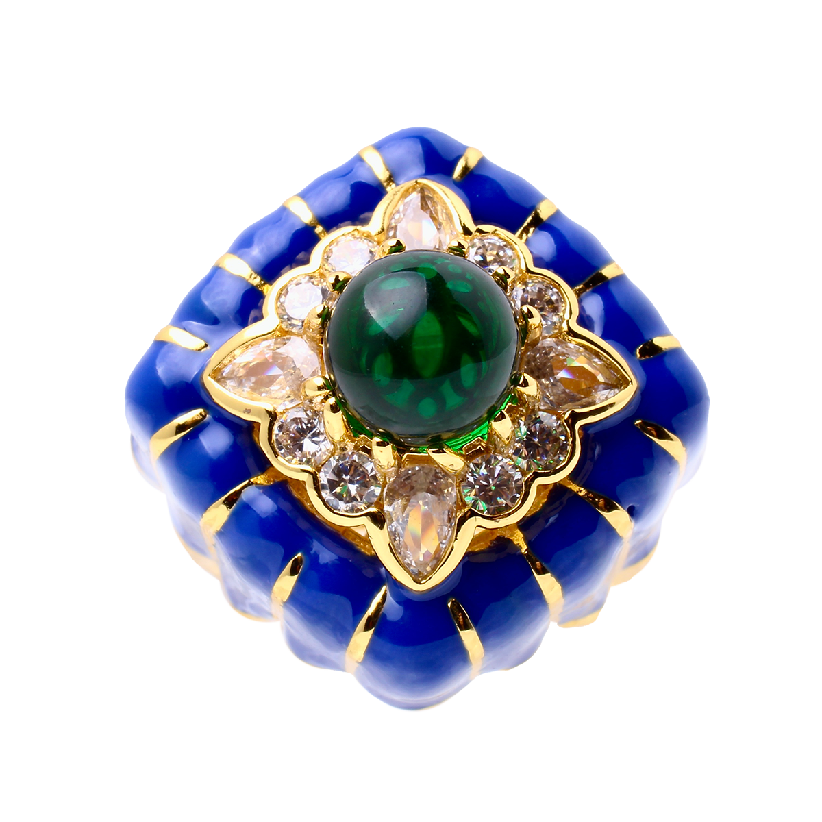 VILLA ROYALE, Royal Blue Crown Enamel Ring