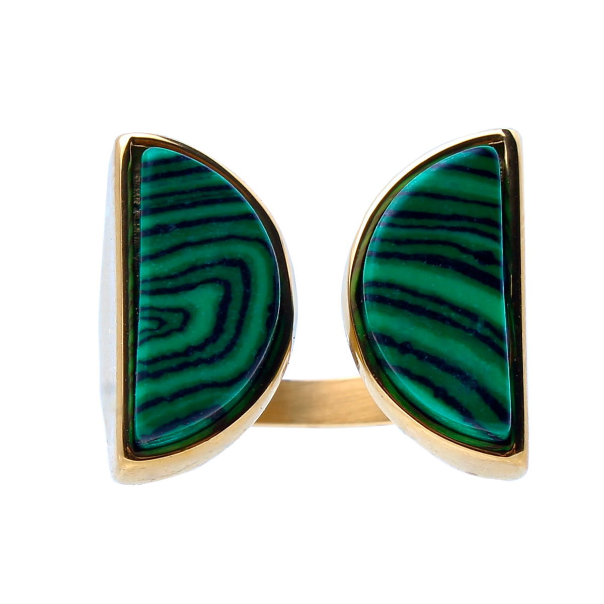 PALM CANYON, Twin Malachite Stones Set Golden Band
