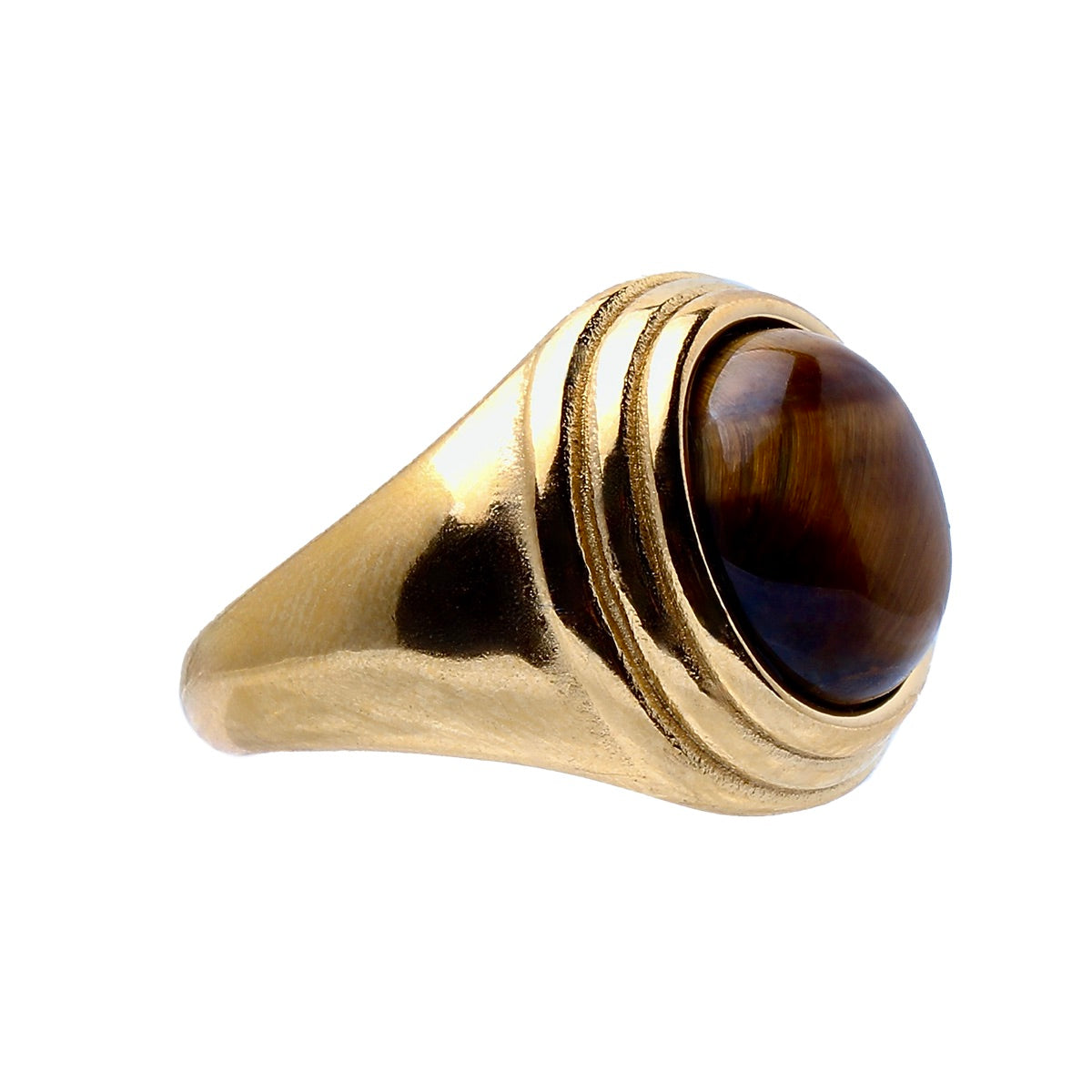 El Silencio, Tiger Eye, Golden Cabochon Cocktail Ring