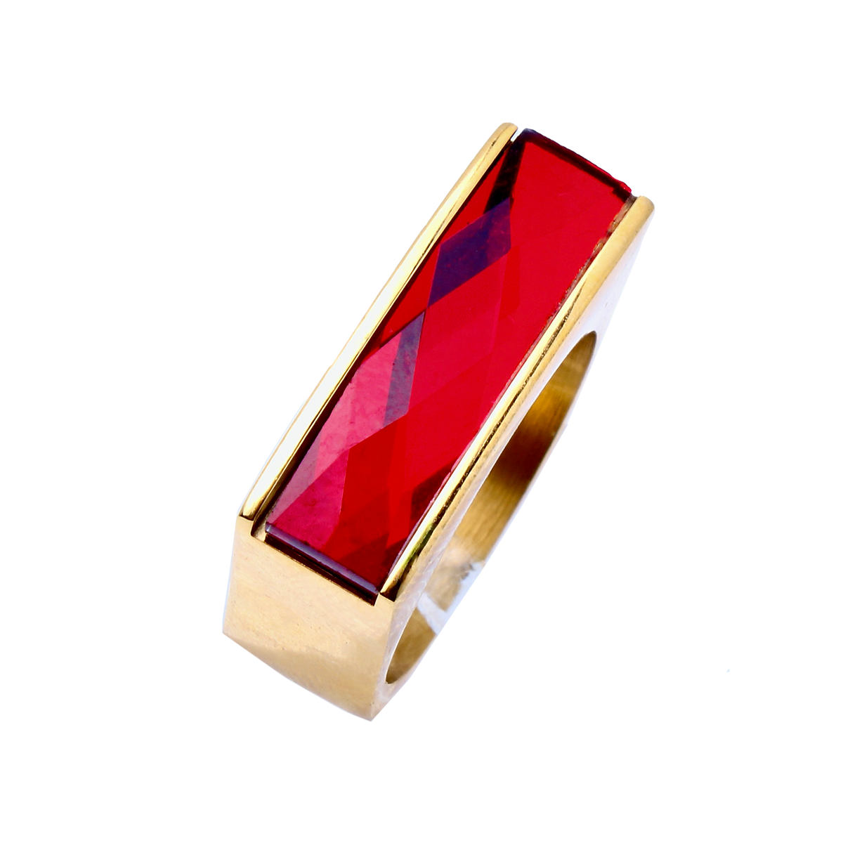 The Amado, Squared Golden Band Elongated Baguette