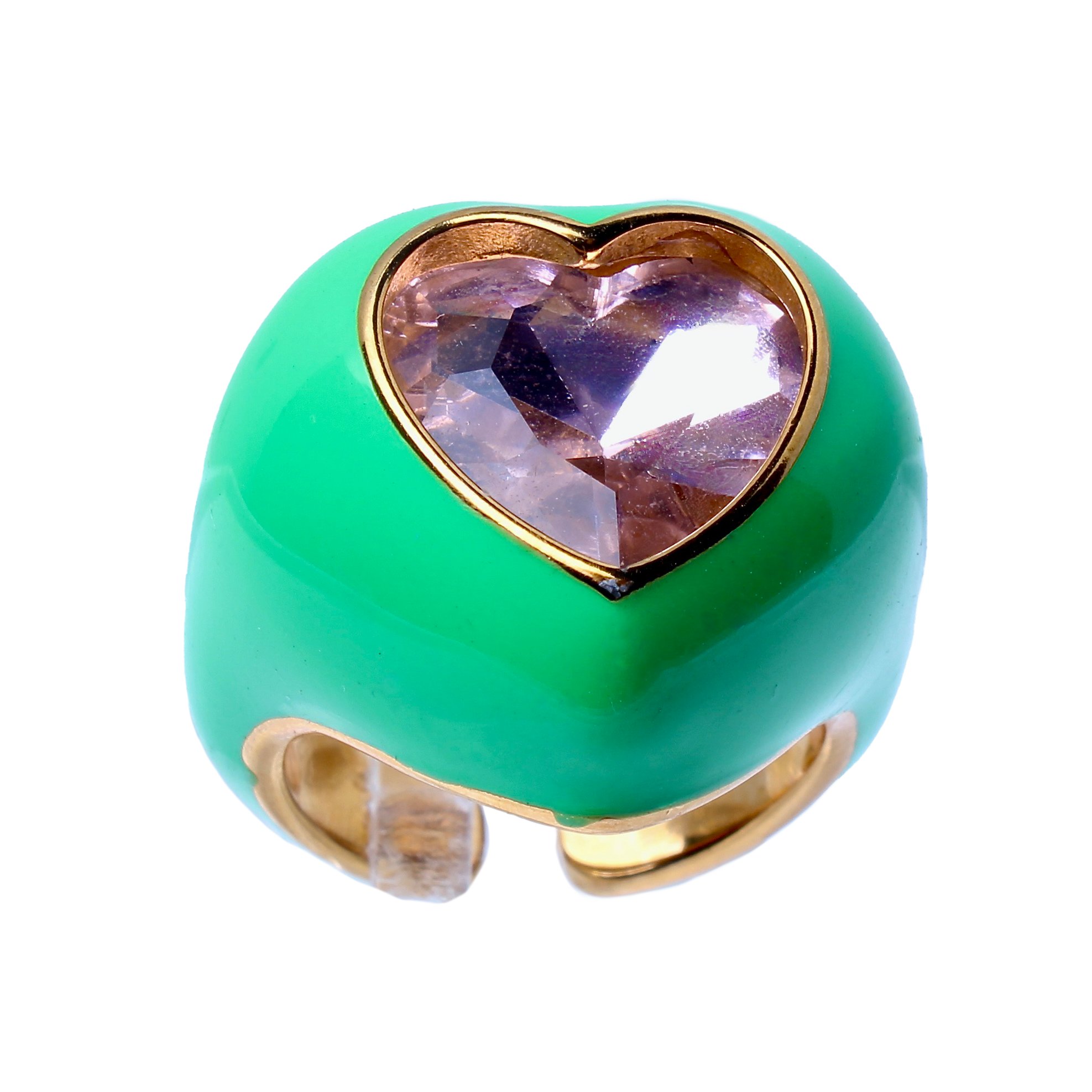 Emanuel, Green Bold Enamel Cocktail Adjustable Ring