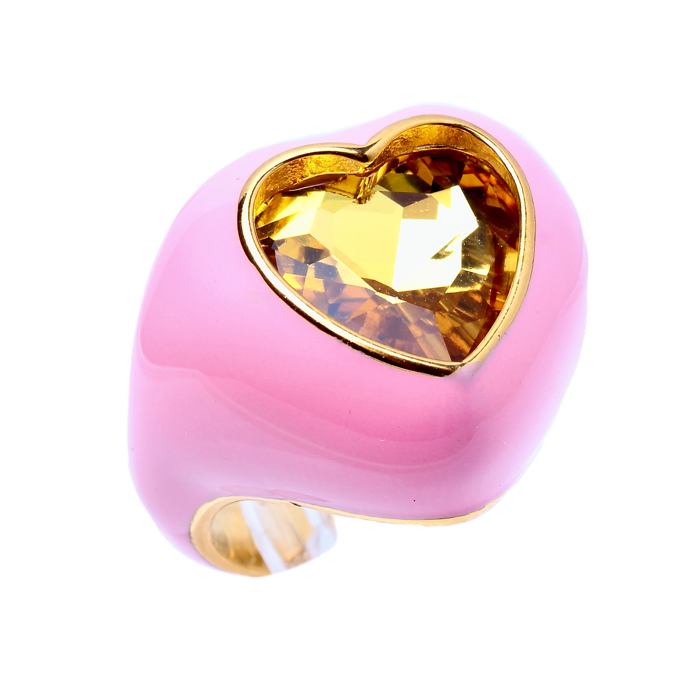 Emanuel, Pink Bold Enamel Cocktail Adjustable Ring