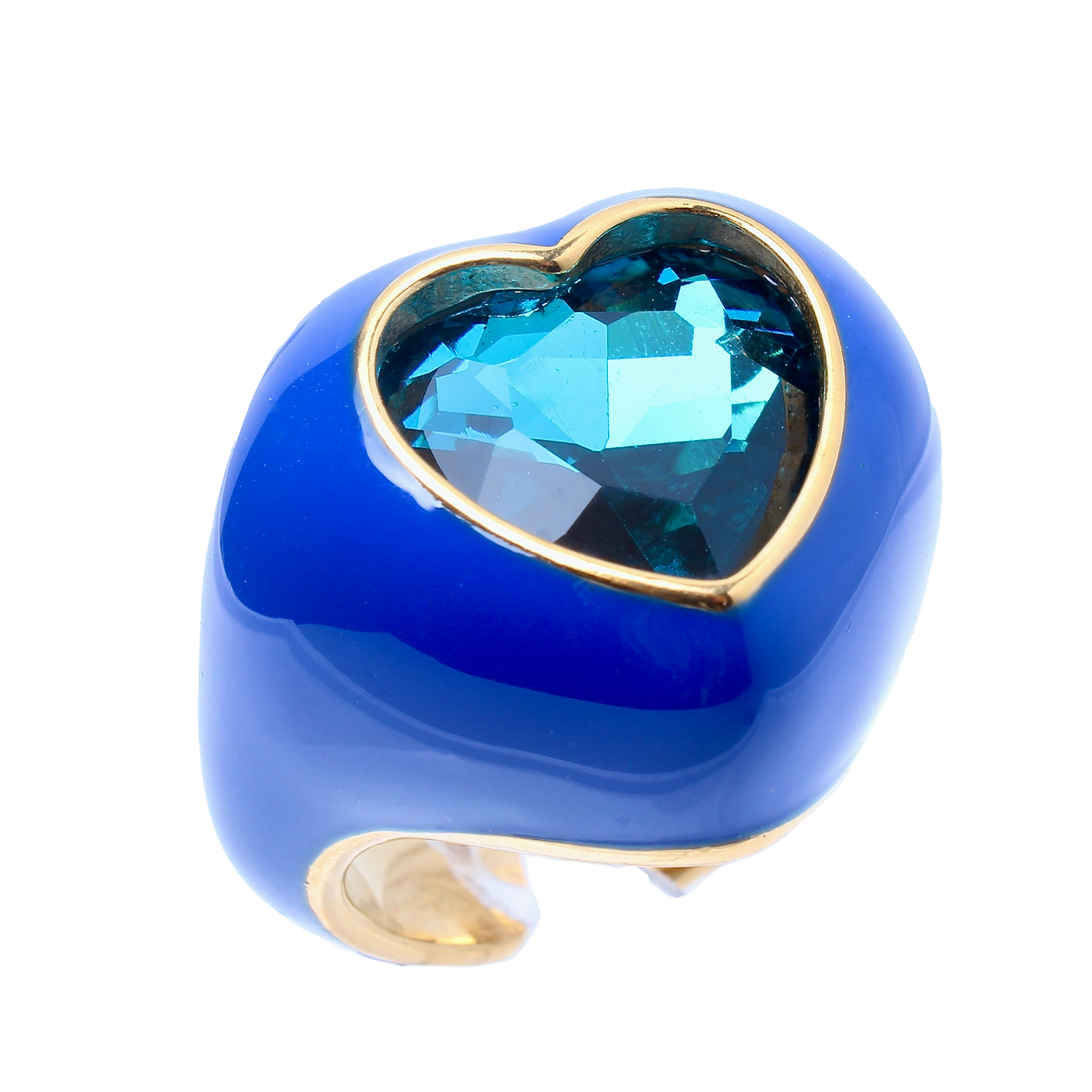 Emanuel, Blue Bold Enamel Cocktail Adjustable Ring
