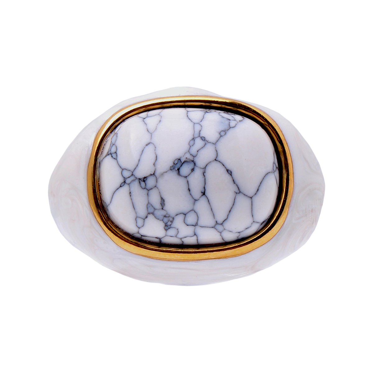 Ingleside Inn –White Marbled Enamel Cabochon
